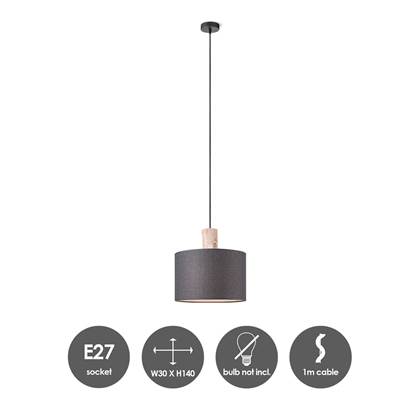 Foto Home sweet home Linnen Hanglamp 30 cm - Linnen / zwart