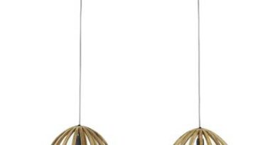 Foto Hoyz - Hanglamp 2L gebogen houten spijlen / Massief mango naturel