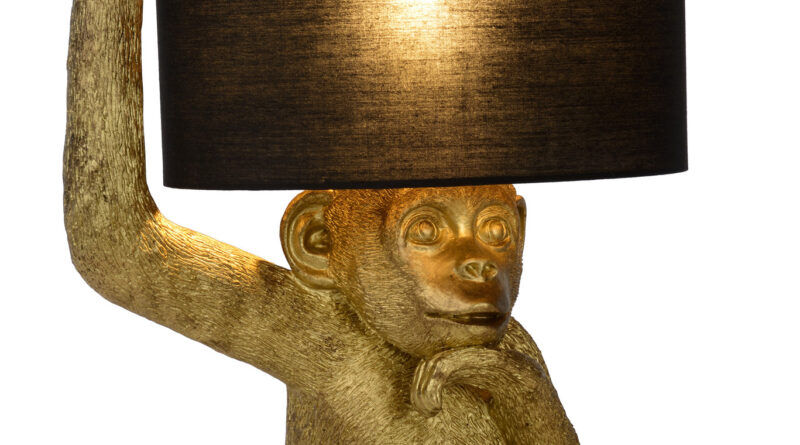 Foto Lucide EXTRAVAGANZA CHIMP - Tafellamp - 30 cm - 1xE14 - Zwart