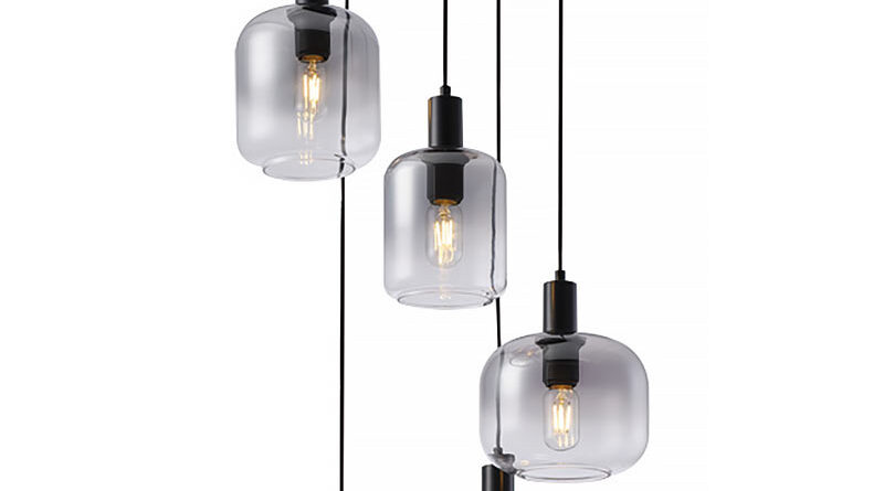 Foto Freelight Hanglamp Vario 5 lichts 50 cm rook glas zwart