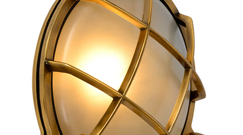 Foto Lucide DUDLEY - Wandlamp Buiten - 1xE27 - IP65 - Mat Goud / Messing