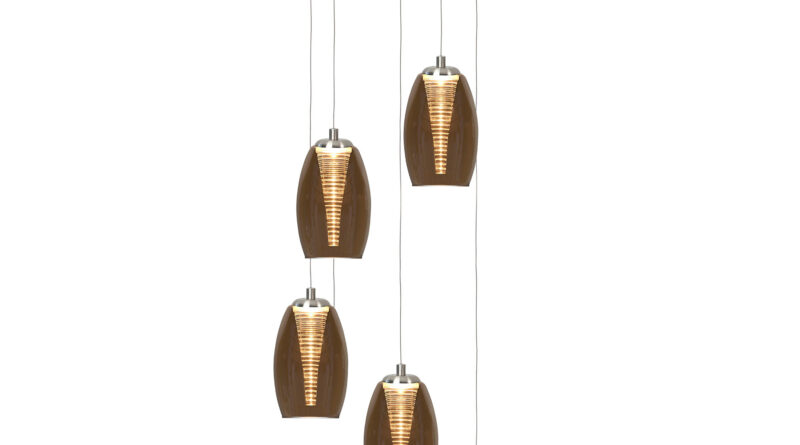 Foto Highlight Hanglamp Nebula 5 lichts 35 cm amber glas