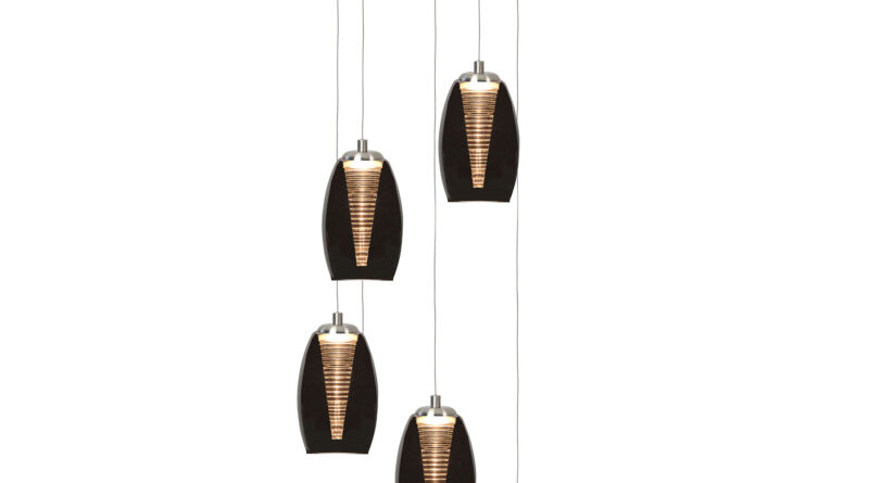 Foto Highlight Hanglamp Nebula 5 lichts 35 cm rook glas