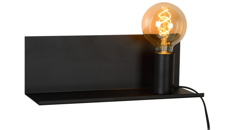 Foto Lucide SEBO - Bedlamp - 1xE27 - Zwart