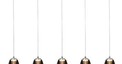Foto Highlight Hanglamp Nebula 5 lichts lang rook glas