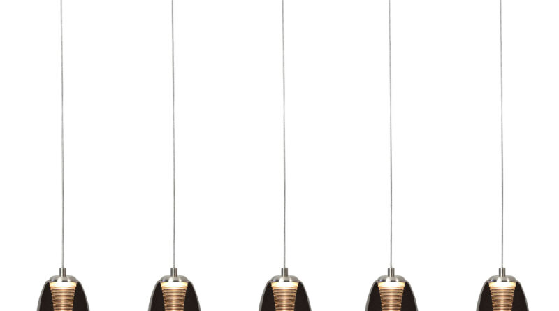 Foto Highlight Hanglamp Nebula 5 lichts lang rook glas