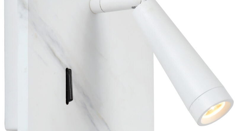 Foto Lucide OREGON - Bedlamp - LED - 1x4W 3000K - Met USB oplaadpunt - Wit