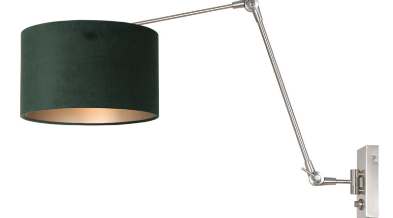 Foto Steinhauer Wandlamp prestige chic 8109 staal kap groen velours