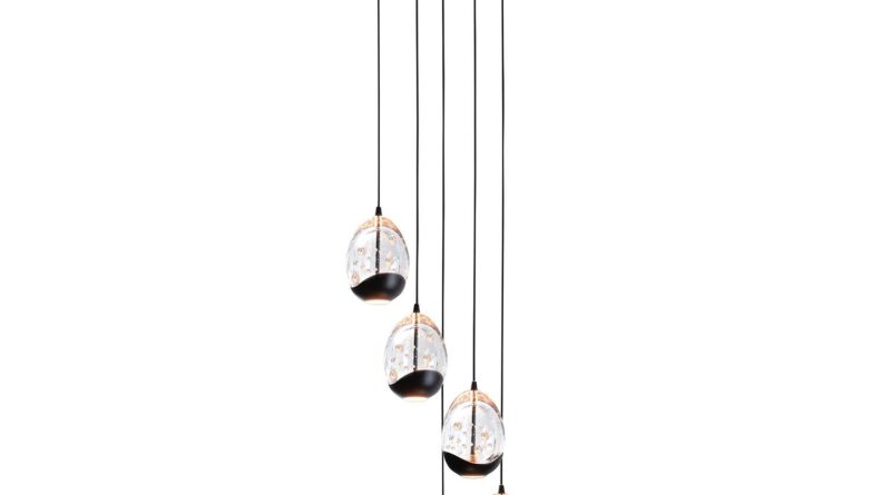 Foto Highlight Hanglamp Clear Egg 5 lichts 30 cm helder-zwart