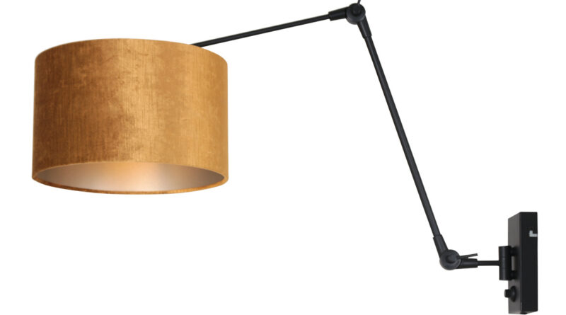 Foto Steinhauer Wandlamp prestige chic 8123 zwart kap goud velours