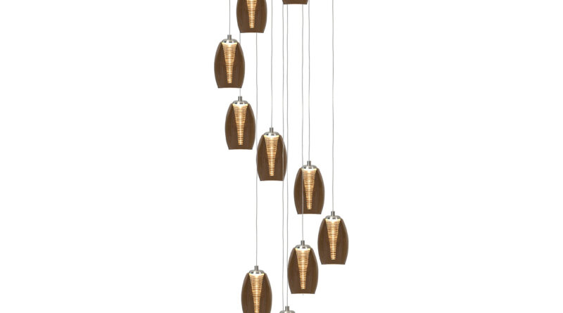 Foto Highlight Hanglamp Nebula 12 lichts 50 cm Vide amber glas