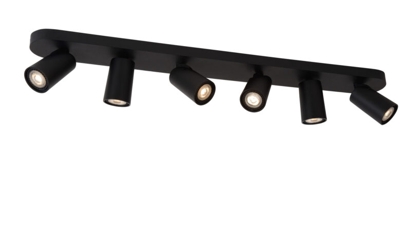Foto Lucide XYRUS - Plafondspot - LED Dim to warm - GU10 - 6x5W 2200K/3000K - Zwart
