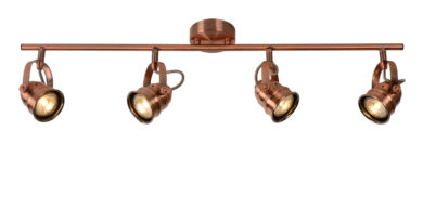 Foto Lucide CIGAL - Plafondspot - LED - GU10 - 4x5W 2700K - Koper