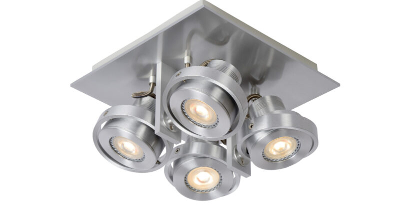 Foto Lucide LANDA - Plafondspot - LED Dim to warm - GU10 - 4x5W 2200K/3000K - Mat chroom