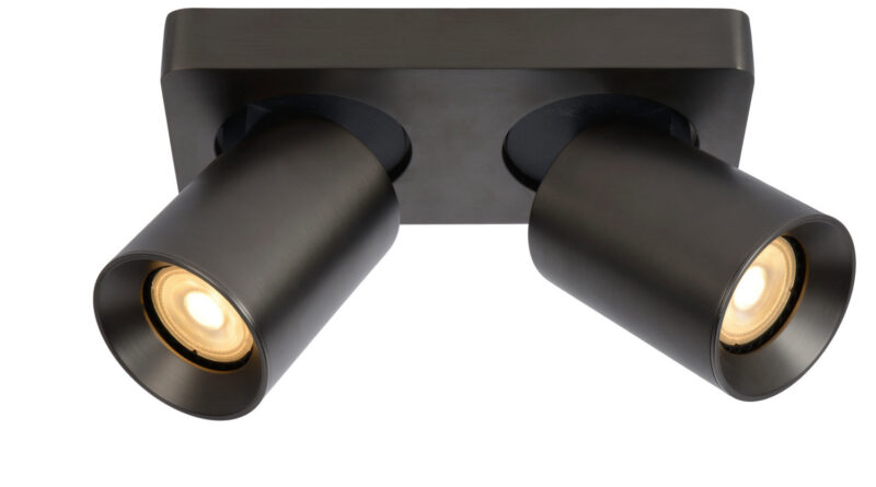 Foto Lucide NIGEL - Plafondspot - LED Dim to warm - GU10 - 2x5W 2200K/3000K - Zwart Staal
