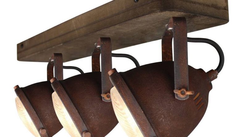 Foto Freelight Spot Woody 3 lichts roest-hout