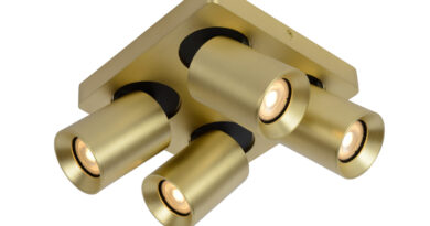 Foto Lucide NIGEL - Plafondspot - LED Dim to warm - GU10 - 4x5W 2200K/3000K - Mat Goud / Messing