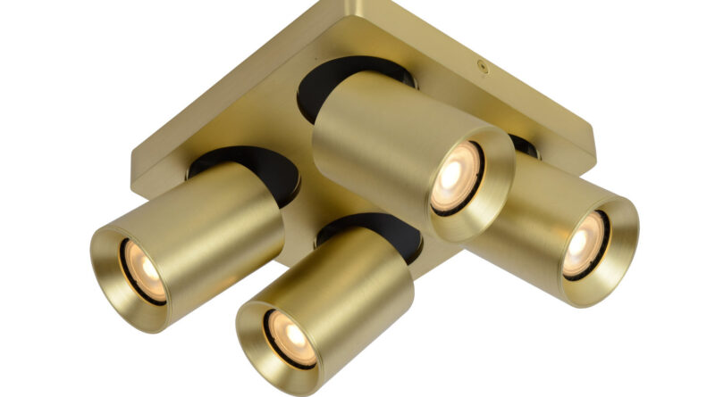 Foto Lucide NIGEL - Plafondspot - LED Dim to warm - GU10 - 4x5W 2200K/3000K - Mat Goud / Messing
