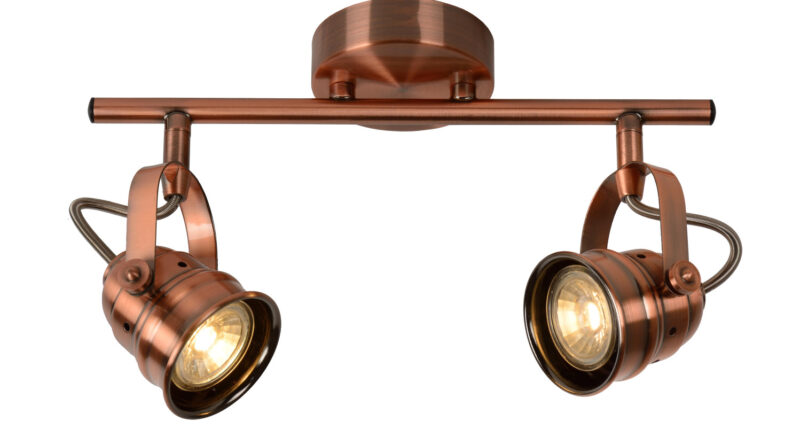 Foto Lucide CIGAL - Plafondspot - LED - GU10 - 2x5W 2700K - Koper