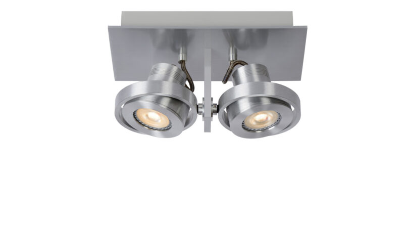 Foto Lucide LANDA - Plafondspot - LED Dim to warm - GU10 - 2x5W 2200K/3000K - Mat chroom