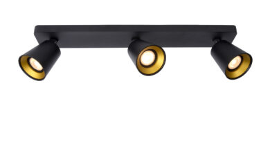 Foto Lucide TURNON - Plafondspot - LED Dim to warm - GU10 - 3x5W 2200K/3000K - Zwart