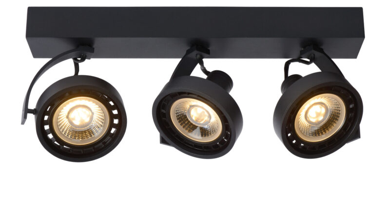 Foto Lucide DORIAN - Plafondspot - LED Dim to warm - GU10 - 3x12W 2200K/3000K - Zwart