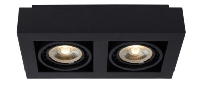 Foto Lucide ZEFIX - Plafondspot - LED Dim to warm - GU10 - 2x12W 2200K/3000K - Zwart