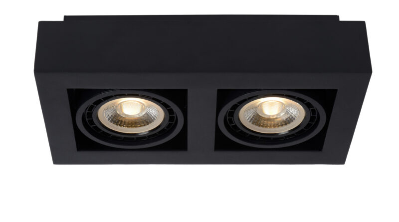 Foto Lucide ZEFIX - Plafondspot - LED Dim to warm - GU10 - 2x12W 2200K/3000K - Zwart