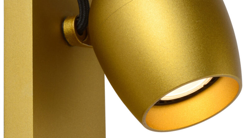 Foto Lucide PRESTON - Wandspot - LED Dim to warm - GU10 - 1x5W 2200K/3000K - Mat Goud / Messing