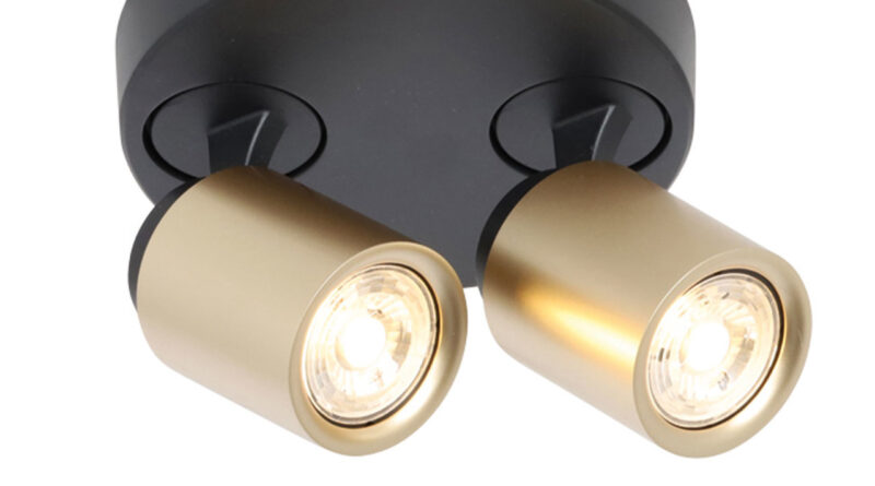 Foto Freelight Spot Razza 2 lichts 17 cm GU10 zwart goud