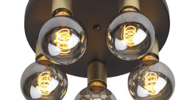 Foto Ylumen Plafondlamp Basiq 5 lichts 30 cm excl. E27 zwart goud