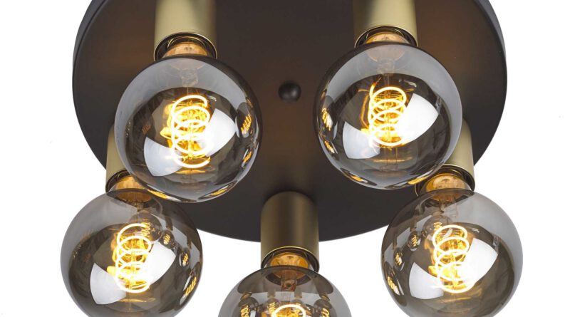 Foto Ylumen Plafondlamp Basiq 5 lichts 30 cm excl. E27 zwart goud