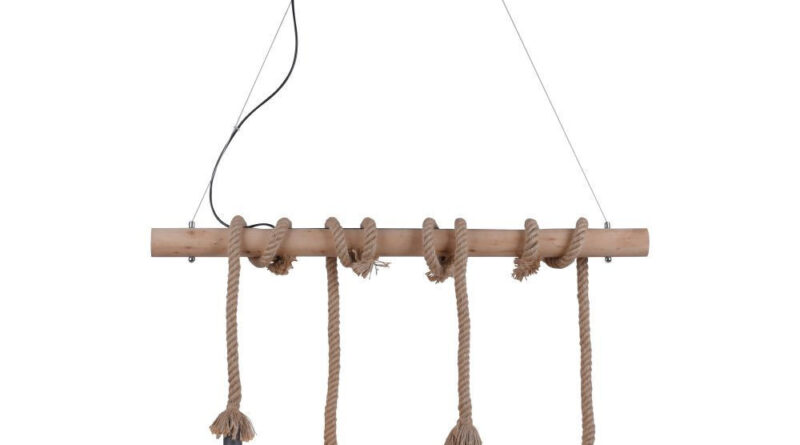 Foto Paul Neuhaus Hanglamp Rope 4 lichts L 100 cm bruin-zwart
