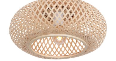 Foto Anne Light & home Plafondlamp Maze 42 cm bamboe beige