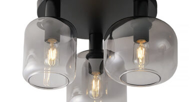 Foto Freelight Plafondlamp Vario 3 lichts 45 cm rook glas zwart