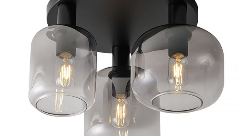 Foto Freelight Plafondlamp Vario 3 lichts 45 cm rook glas zwart