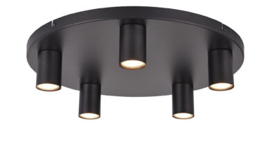 Foto Ylumen Plafondlamp Tag 5 lichts 50 cm zwart