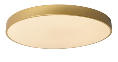 Foto Lucide UNAR - Plafonniere - 60 cm - LED Dimb. - 1x60W 2700K - 3 StepDim - Mat Goud / Messing