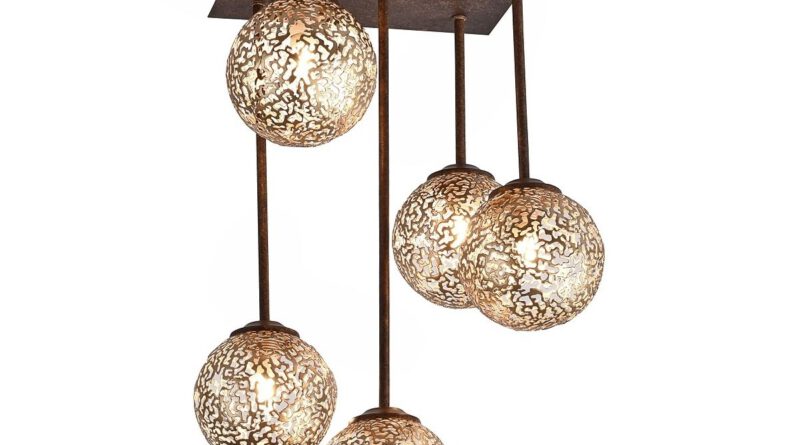 Foto Paul Neuhaus Plafondlamp Greta 5 lichts B 27 cm bruin