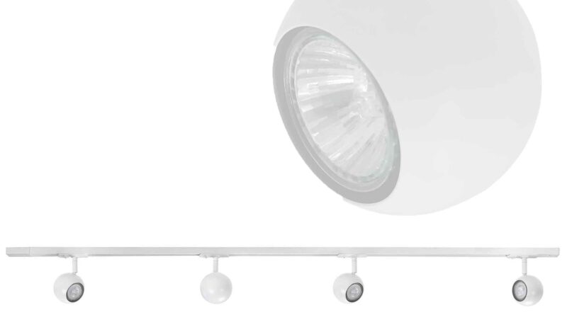 Foto Highlight Railsysteem Trackline 150 cm + 4 retrobol spots wit