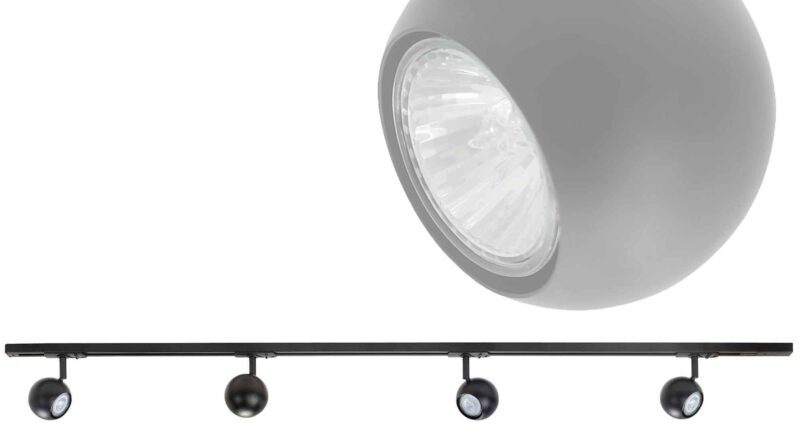 Foto Highlight Railsysteem Trackline 150 cm + 4 retrobol spots zwart
