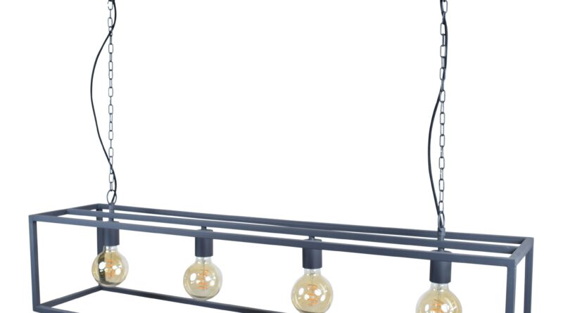 Foto Urban Interiors Hanglamp Frame 4 lichts L 120 cm B 25 cm zwart