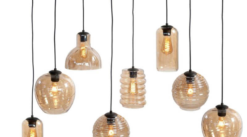 Foto Highlight Hanglamp Fantasy 8 lichts L 130 x B 35 cm amber glas