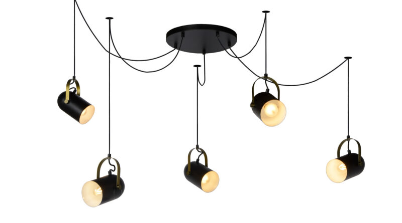 Foto Lucide SWAPP - Hanglamp - 5xE27 - Zwart