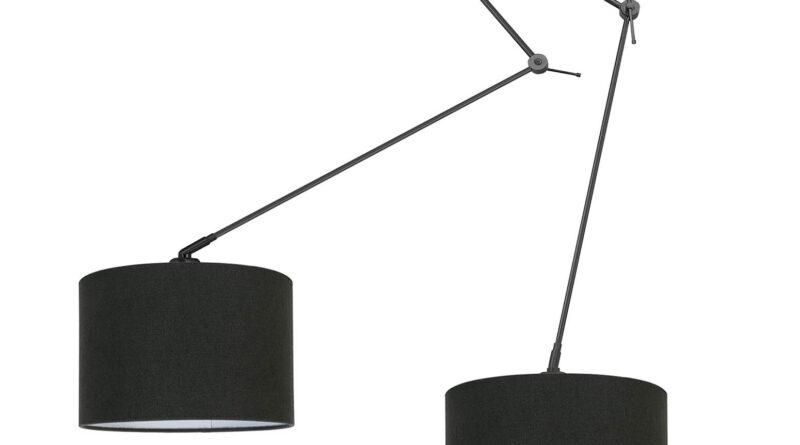 Foto Ylumen Hanglamp Knik 2 lichts met zwarte kappen 40 cm zwart