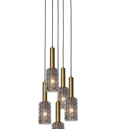 Foto Lucide CORALIE - Hanglamp - 30 cm - 5xE27 - Mat Goud / Messing