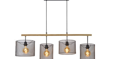 Foto Lucide BASKETT - Hanglamp - 4xE27 - Zwart
