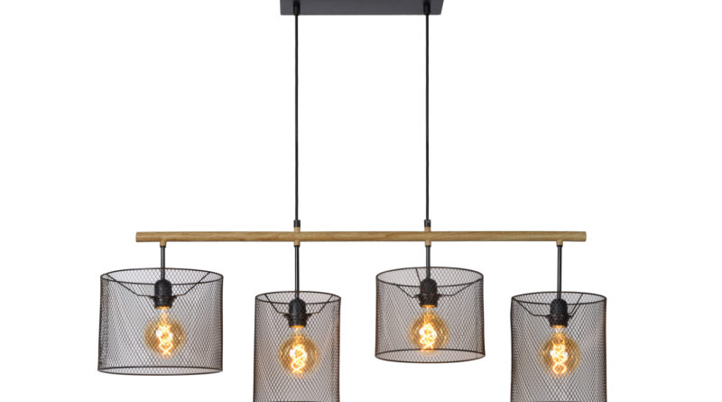 Foto Lucide BASKETT - Hanglamp - 4xE27 - Zwart