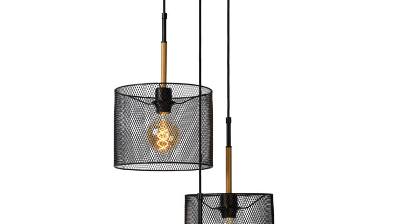 Foto Lucide BASKETT - Hanglamp - 3xE27 - Zwart