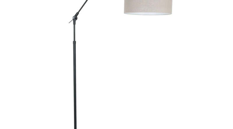 Foto Steinhauer Vloerlamp prestige chic 8113zw zwart kap grijs linnen
